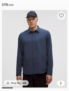 Lulu Lemon Men's Long-Sleeve Button-Up Shirt - Navy